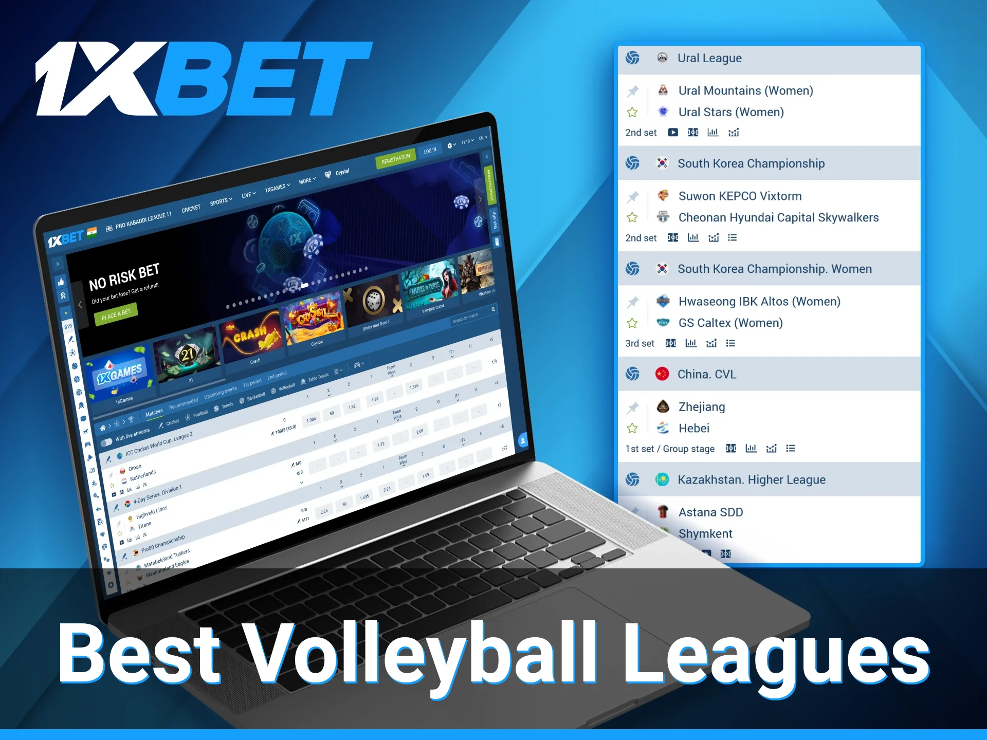 The 1xBet platform offers betting options on numerous popular volleyball leagues and tournaments.