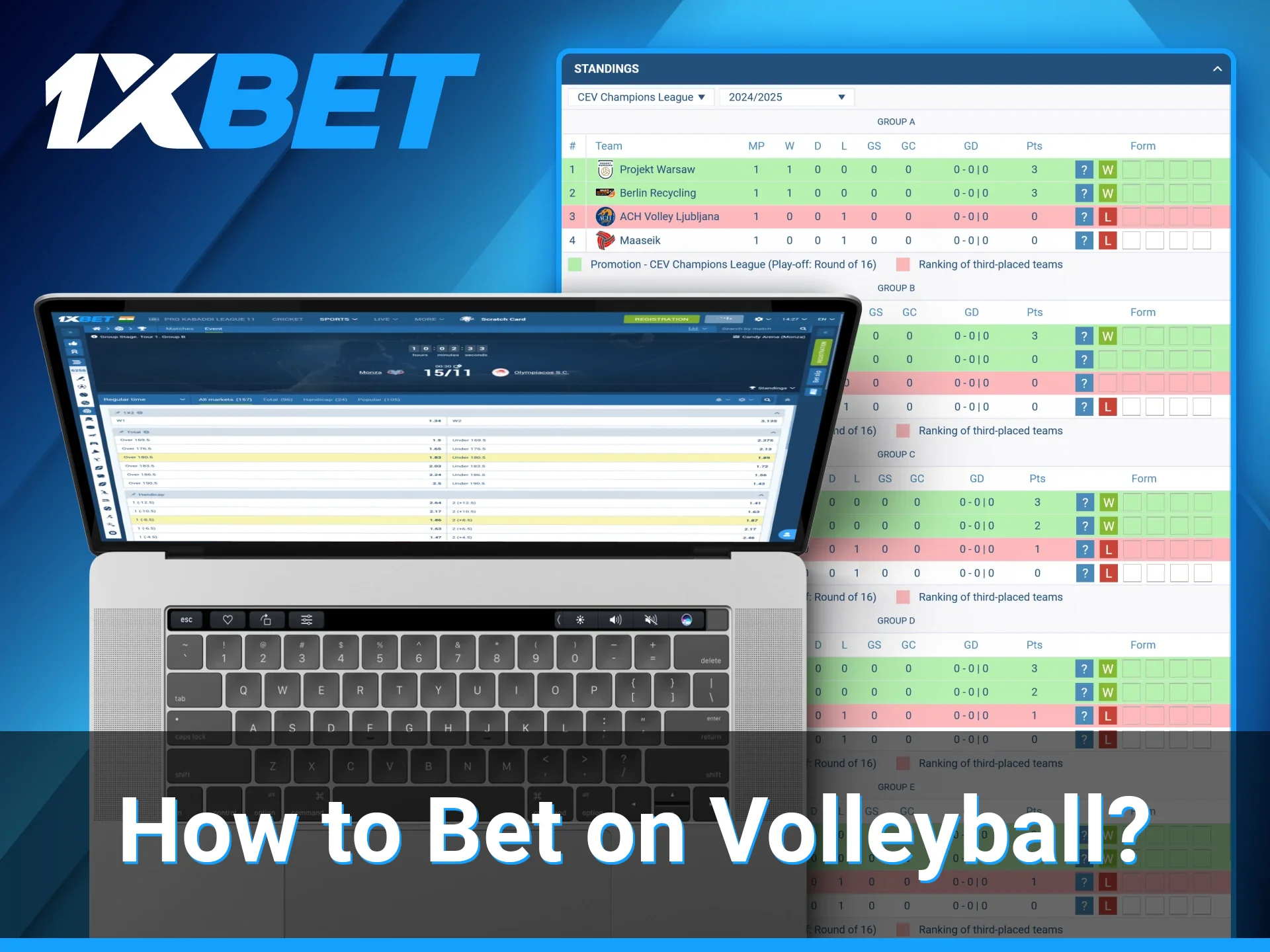After registration on the 1xBet website, volleyball fans can begin placing bets on their favorite teams.