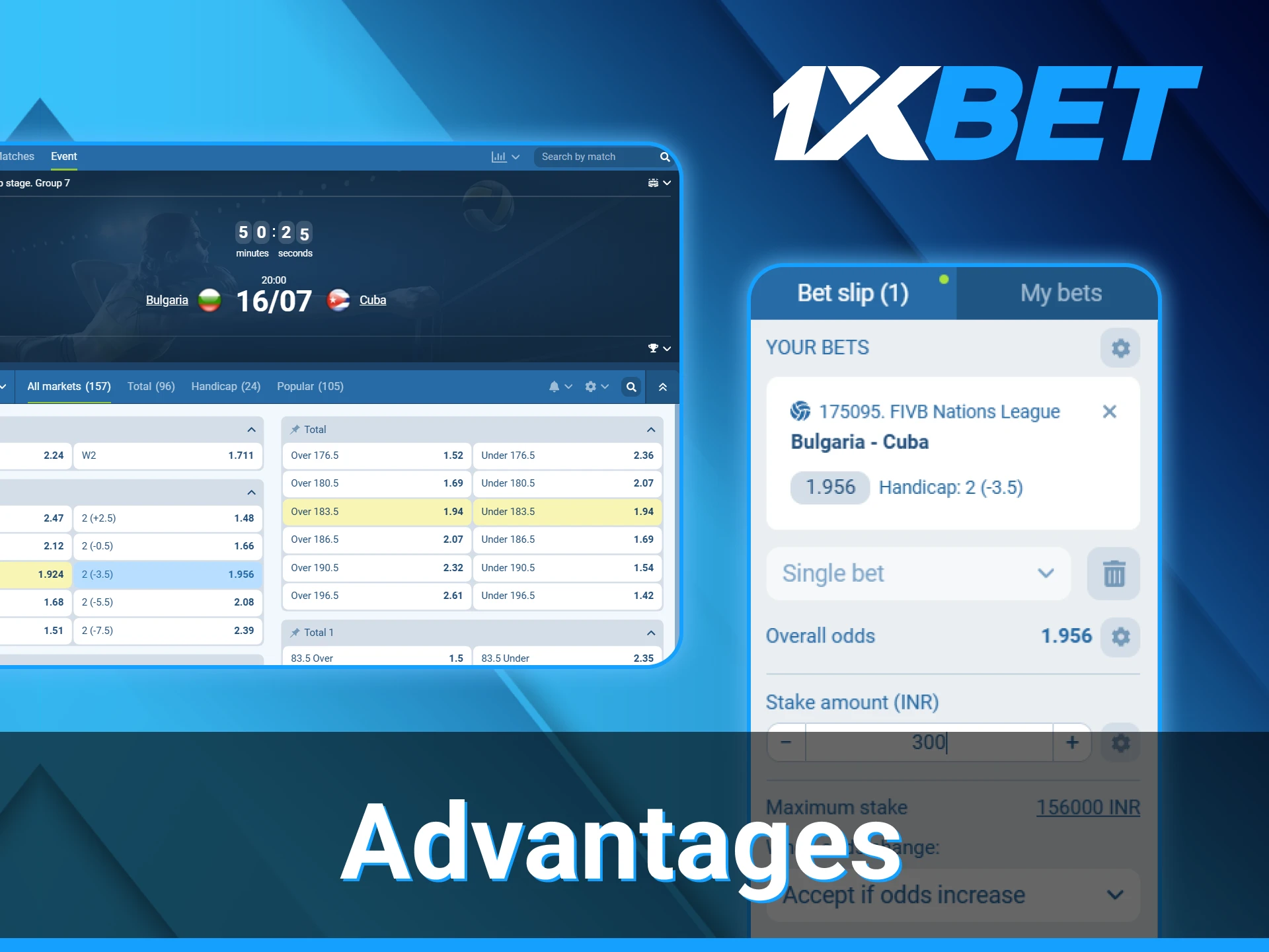1xBet is a great platform for volleyball betting with live results, statistics, and the Volleyball World partnership.