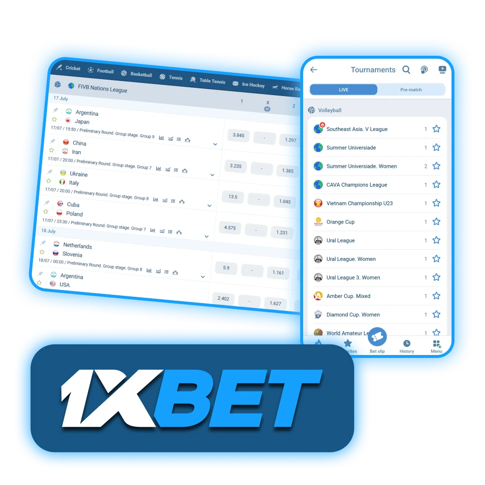 Betting on volleyball is exiting and easy with 1xBet platform since it's an official partner of Volleyball World.