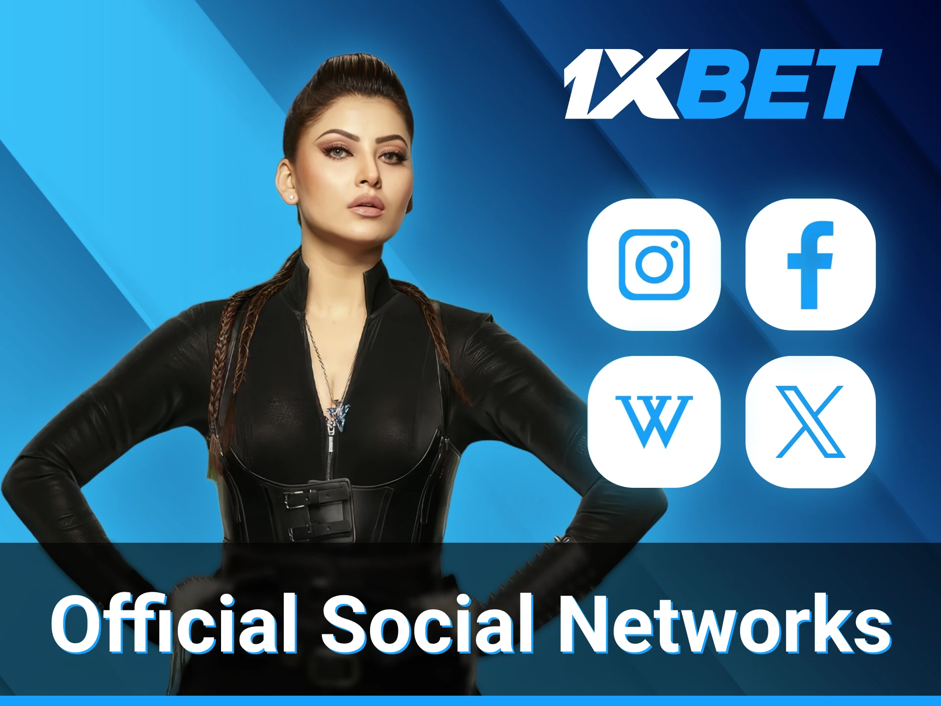 Official social media profiles of Urvashi Rautela, the ambassador of 1xBet casino and bookmaker.